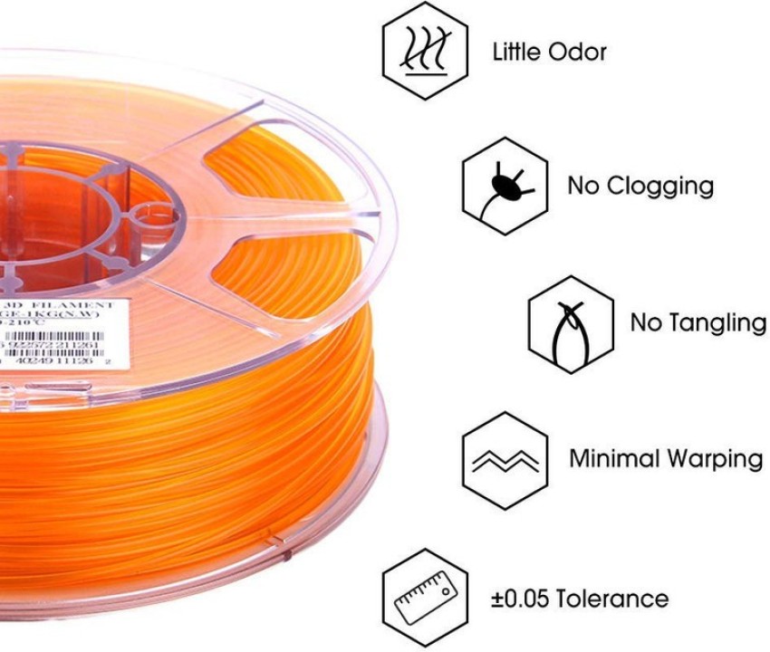 eSUN PLA 3D Transparent PLA Filament 1.75mm, Dimensional Accuracy +/-  0.05mm, 1KG (2.2 LBS) Spool 3D Printing Filament for 3D Printers and 3D  Pens, Orange Printer Filament Price in India - Buy