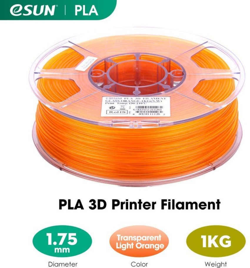 eSUN PLA 3D Transparent PLA Filament 1.75mm, Dimensional Accuracy +/-  0.05mm, 1KG (2.2 LBS) Spool 3D Printing Filament for 3D Printers and 3D  Pens, Orange Printer Filament Price in India - Buy