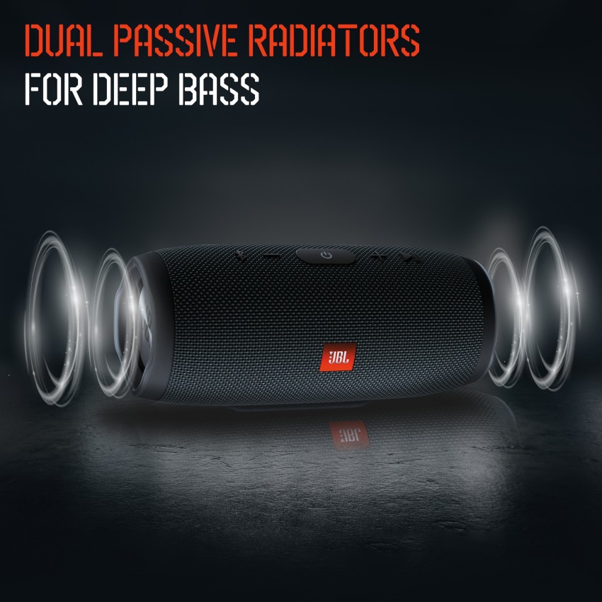 JBL Charge Essential, Wireless Portable Bluetooth Speaker, up to 20Hrs  Playtime, 6000mAh Built-in Powerbank, Powerful Bass Radiator, Dual Pairing,  IPX7 Waterproof & AUX (Without Mic, Gun Metal) : : Electronics