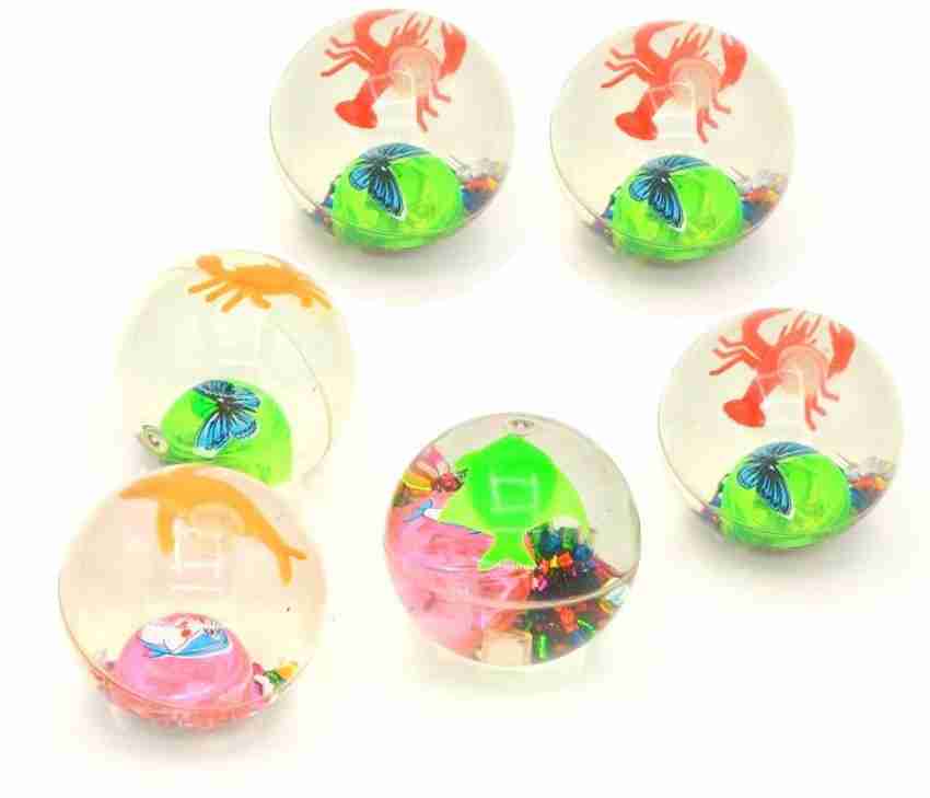 PTCMart LED LIGHT Bouncing Rubber fish charecter Ball Fun Gift Toys for Children Pack of 6 Softball