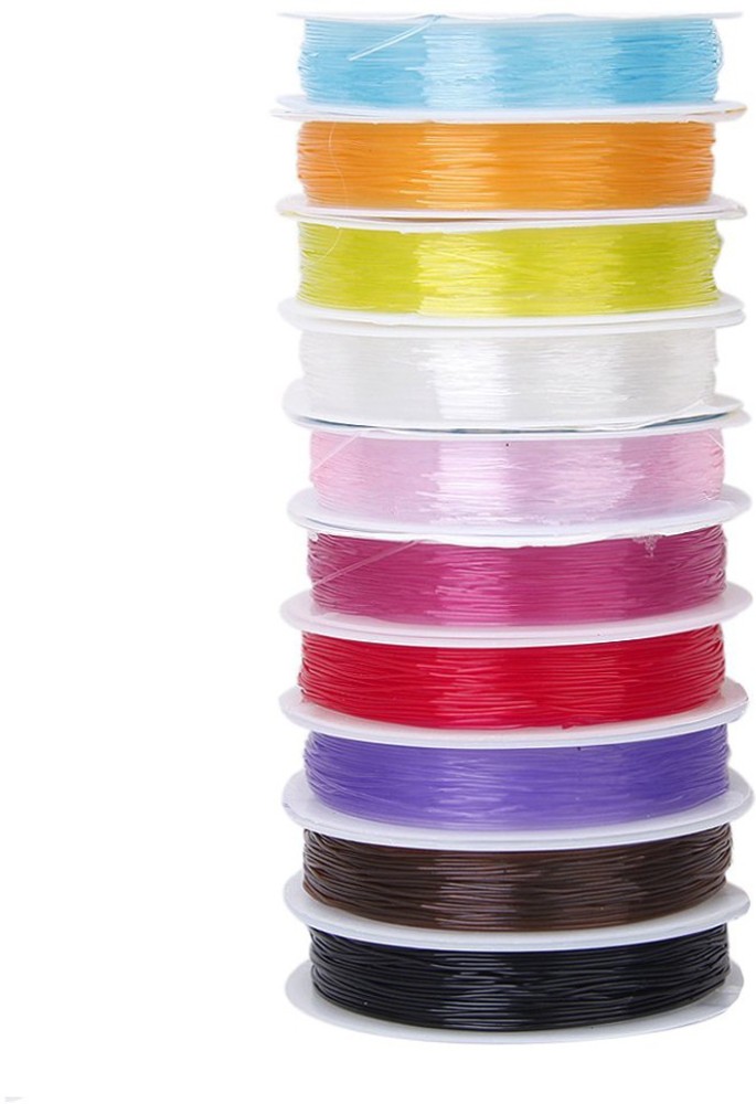 PRANSUNITA 10 Roll Colorful Elastic String Cord for Bracelets, 0.7