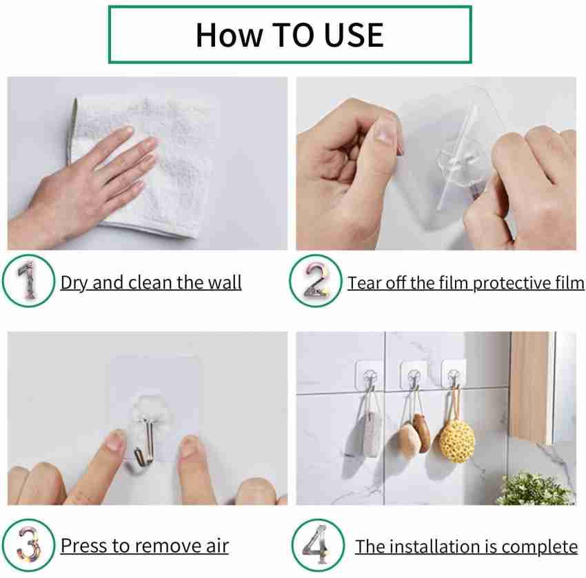 6 Pairs New Double Sided Adhesive Wall Hooks Utility Hooks,13.2lb(Max) Self  Adhesive Hooks,Wall Hooks for Hanging Heavy Duty, Waterproof and