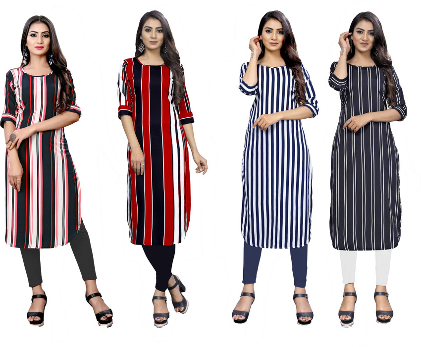 Stylish striped kurti shop designs