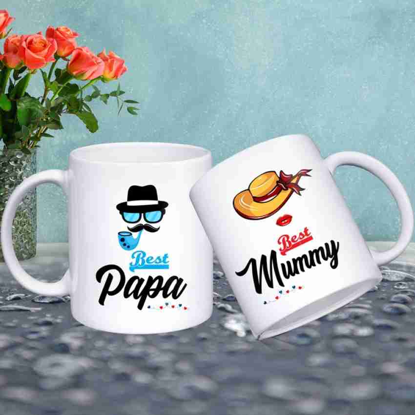 Mommy daddy parents gift box set- retro mom dad mugs set- gift box for –  Happily Chic Designs