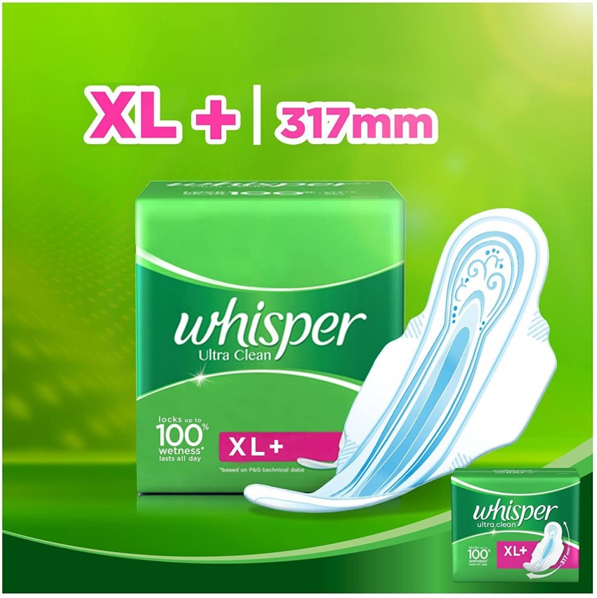 Whisper Ultra Clean Sanitary Pads, Xl+ 50 Napkins, And Ultra Night Sanitary  Pads, Xl+ 44 Napkins Sanitary Pad (Pack of 2)