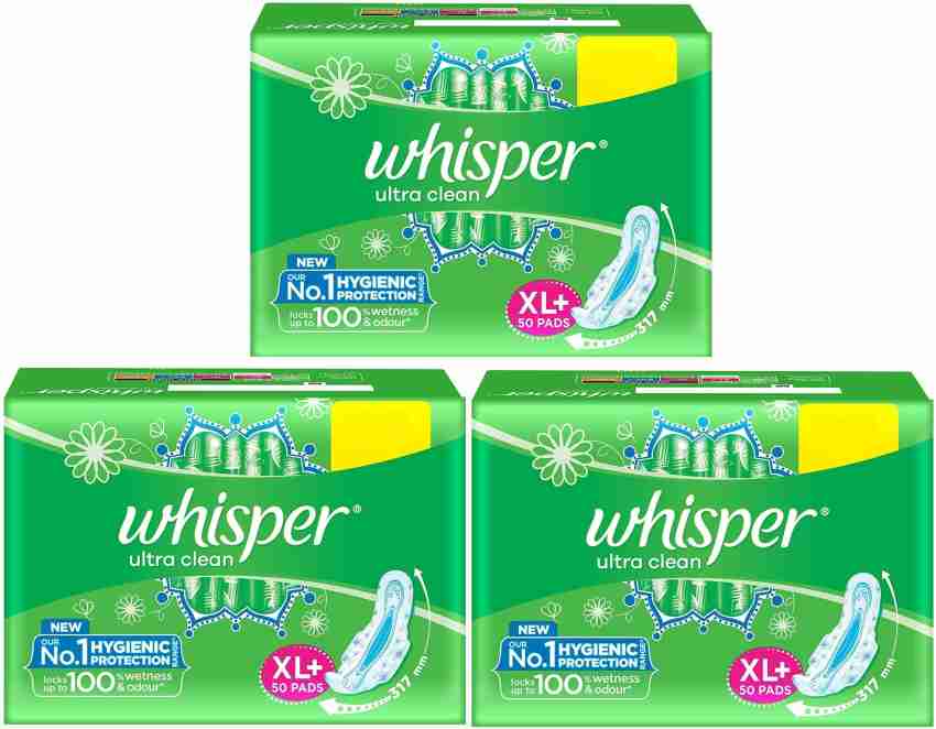 Buy Whisper Ultra Clean Sanitary Pads for Women, 50 thin Pads, XL+