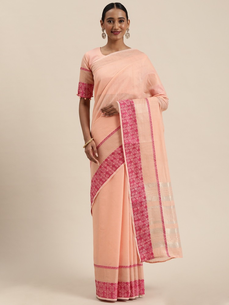 Balika bodhu Solid/Plain Handloom Pure Cotton Saree