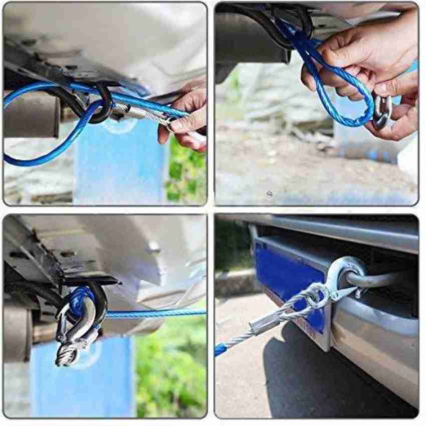 TONSYL 10mm Car Tow Cable Heavy Duty Towing Pull Tow Ropes 5 Tons Wire  Cable High Strength-Safety Hook Steel Wire Trailer Car Boat Emergency Towing  Rope for faulty Vehicles : : Car