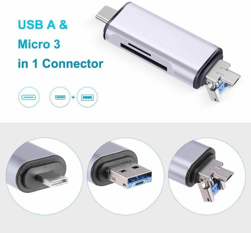 King Enterprise 3 in 1 Card Reader Type c USB 3.0 All in one Card