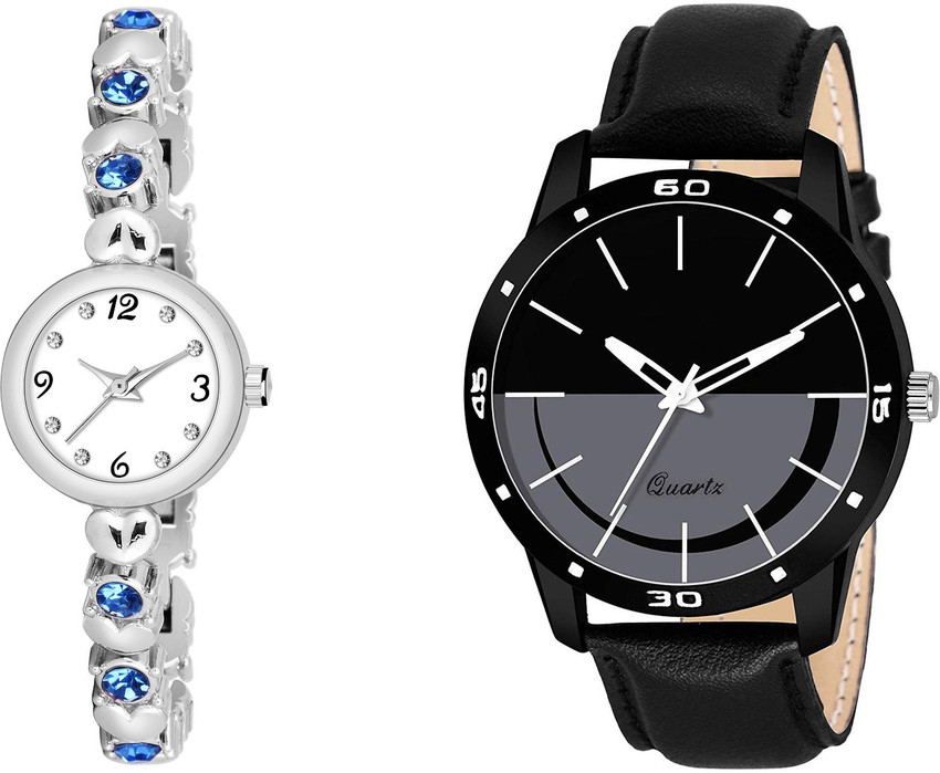 varnihub WHITE DIAL AND BLUE STONE FANCY WATCH FOR WOMEN Analog