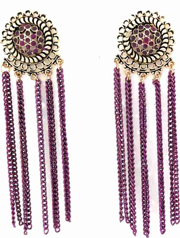 Purple deals long earrings