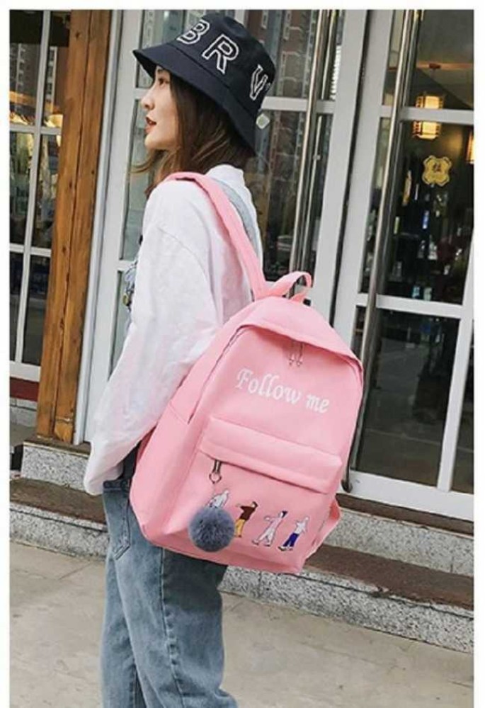 NME Collection Preppy Style Fashion Waterproof Women Girls Backpack Korean  Design Drawstring Chain travel College Office Bag Laptop Backpack 10 L  Backpack Pink - Price in India