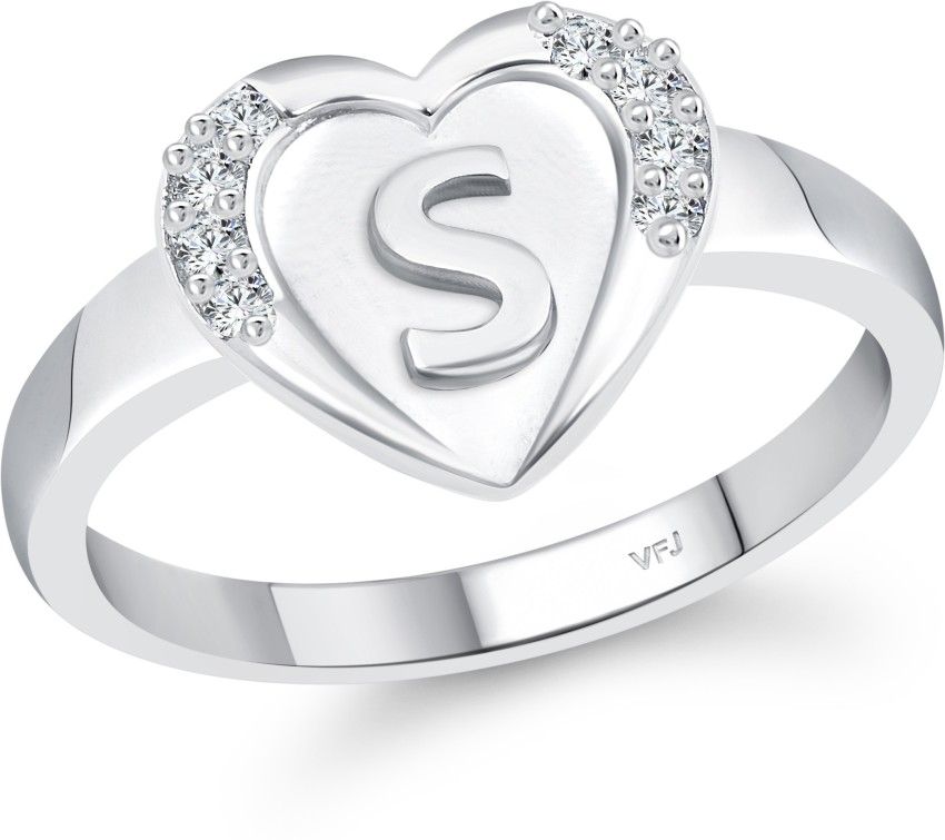 S letter store silver ring