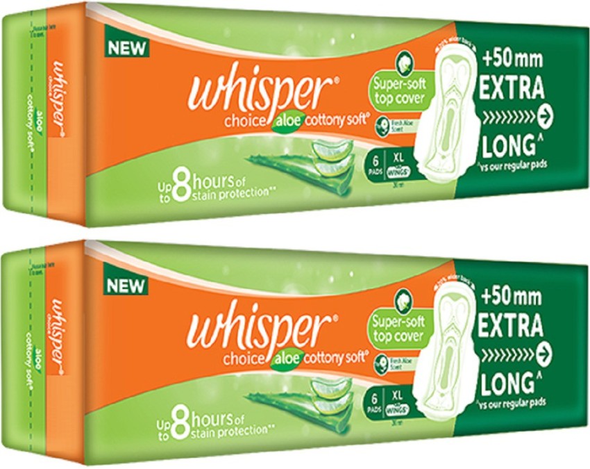 Buy Whisper bindazzz nights period panty 6+20 Whisper choice aloe veera  wings pad pack of 2 Online at Low Prices in India 