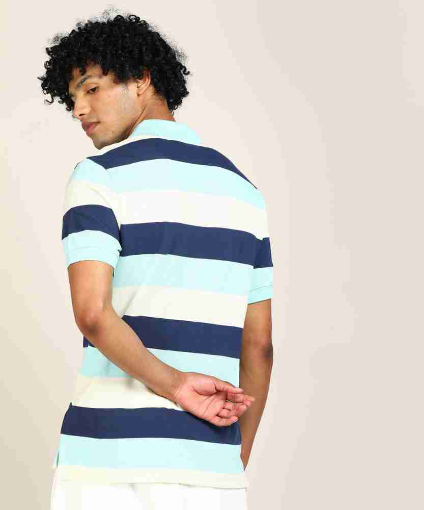 Nike blue cheap striped polo shirt