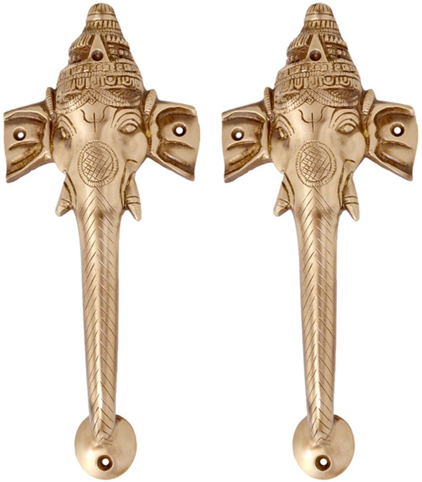 Buy Crown Ganesha Brass Door Handle 8 Inches, Main Door Handles