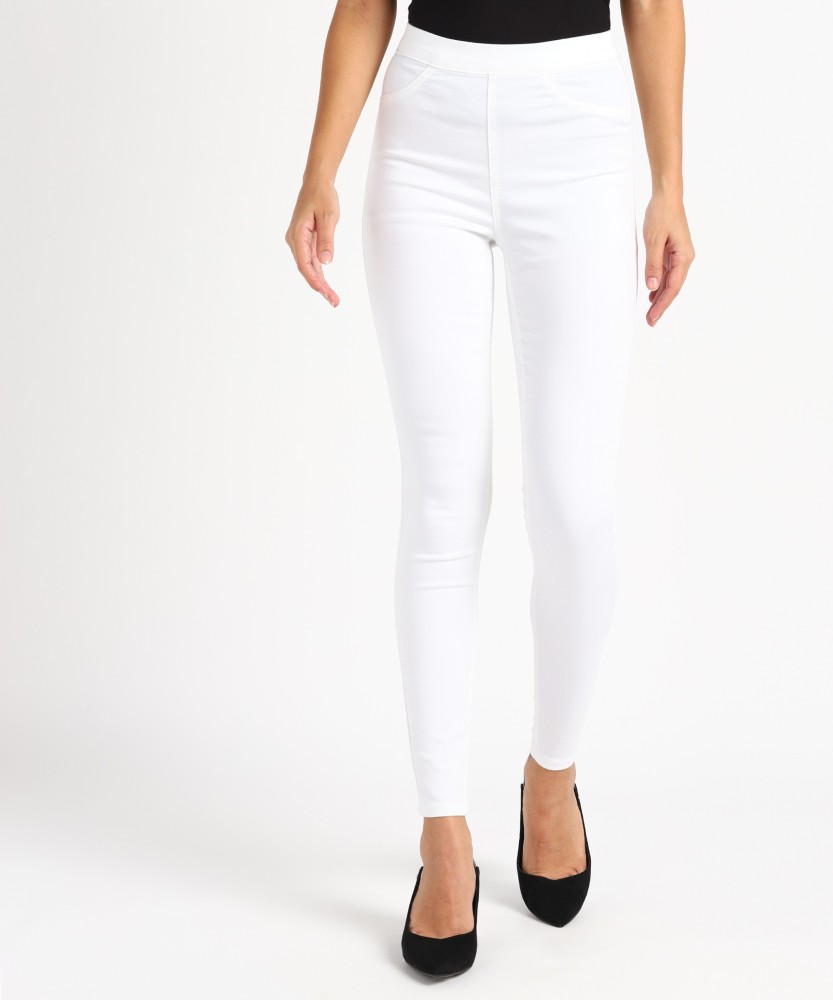 Buy Outerwear Women White Solid Denim Jeggings (XL) Online at Best Prices  in India - JioMart.