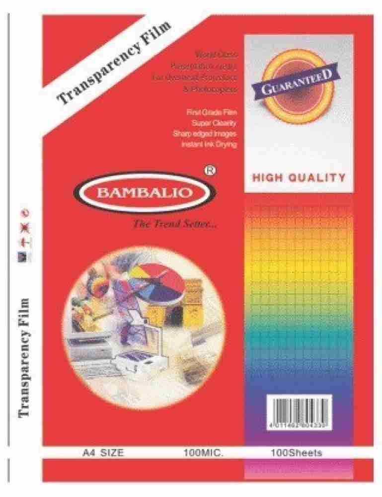 ERGIN OHP Transparency Sheets A4 Size 100 Microns Pack of 1 (100Sheets)  100% Transparent at Rs 445/pack, OHP Sheet in New Delhi