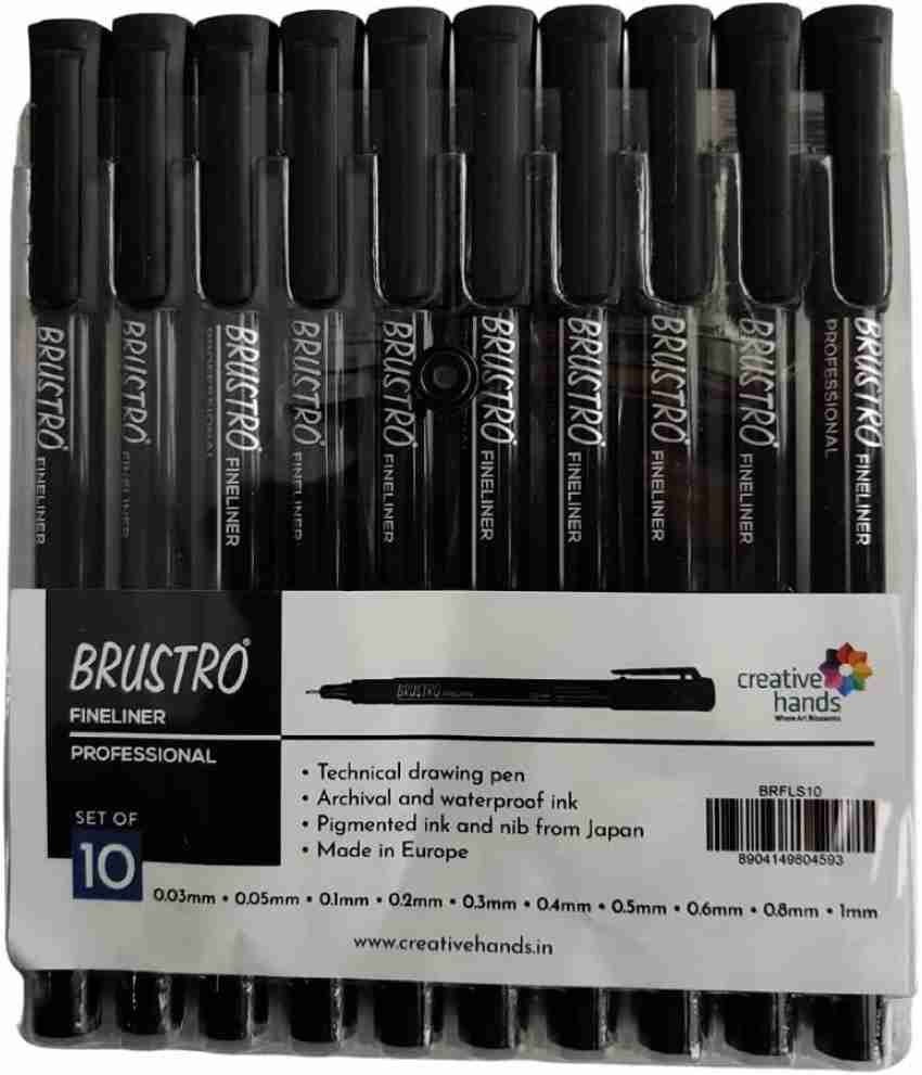  Black Pigment Fineliner Ink Micro Pens Waterproof