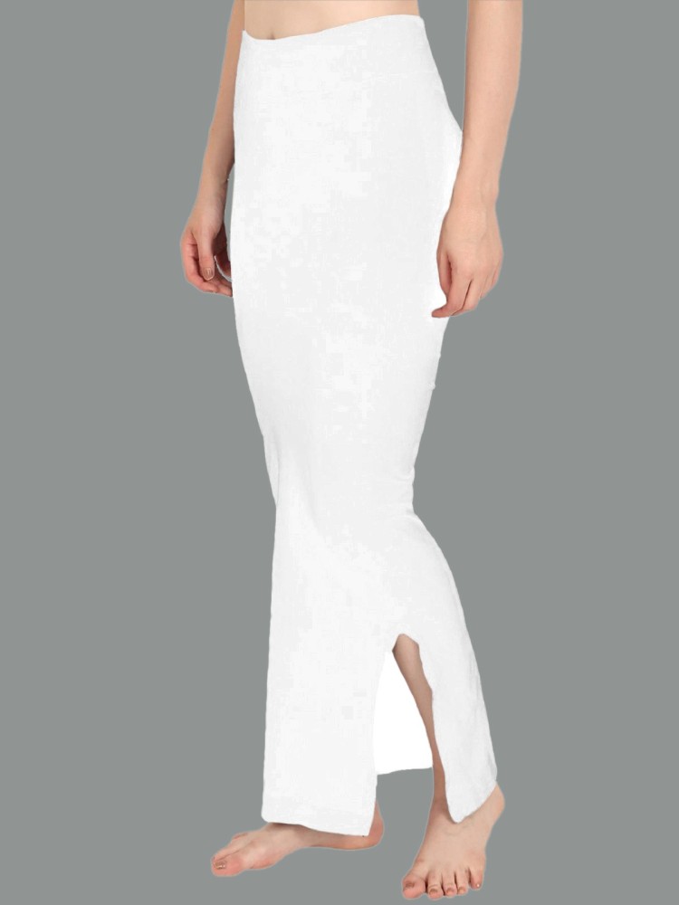 Buy White Shapewear Saree Petticoat In Cotton Lycra With Elastic Waistband  And Slit KALKI Fashion India