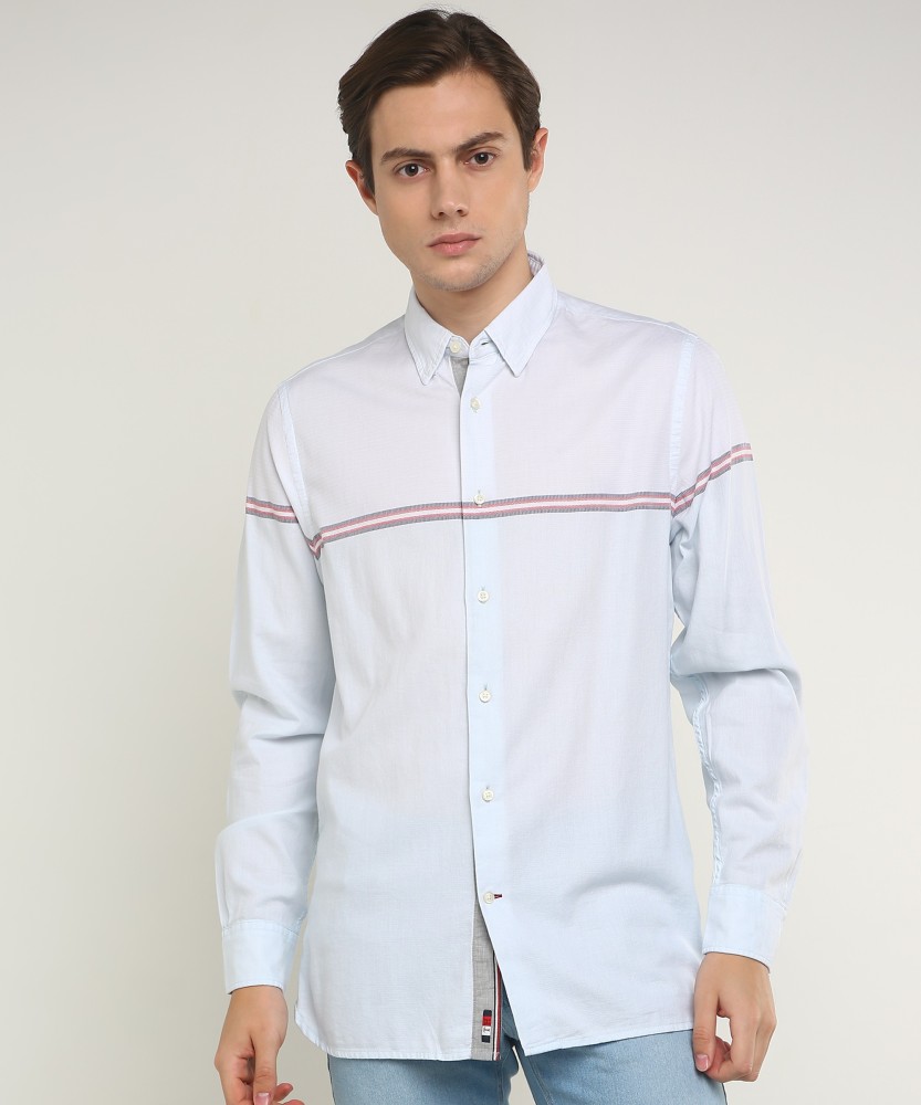 TOMMY HILFIGER Men Striped Casual White Shirt - Buy TOMMY HILFIGER Men  Striped Casual White Shirt Online at Best Prices in India