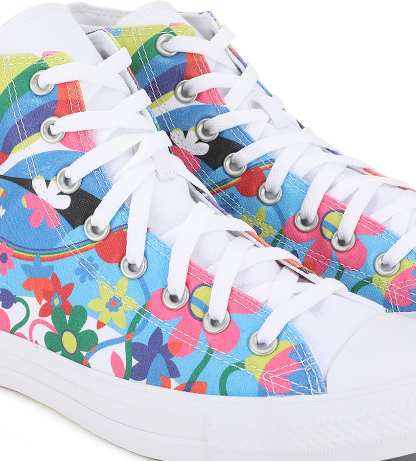 converse pride chuck taylor hi all star white and rainbow lightning bolt trainers