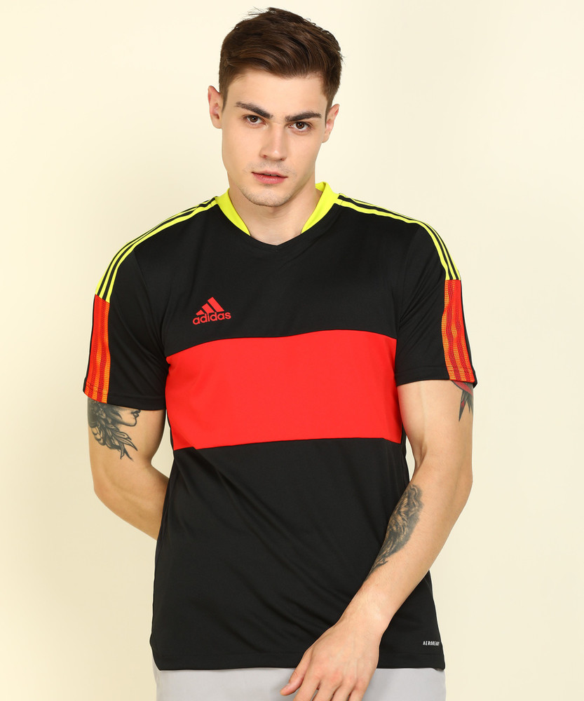 ADIDAS Colorblock Men V Neck Multicolor T Shirt Buy ADIDAS