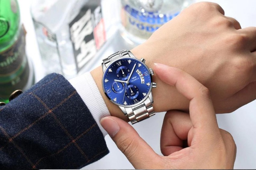 Olmeca Men's Fashion Watches Sports Quartz Analog Men's Military Waterproof  Watch Relogio Masculino Stainless Steel Blue Color Chronograph Inside All  Dials working Analog Watch - For Men - Buy Olmeca Men's Fashion