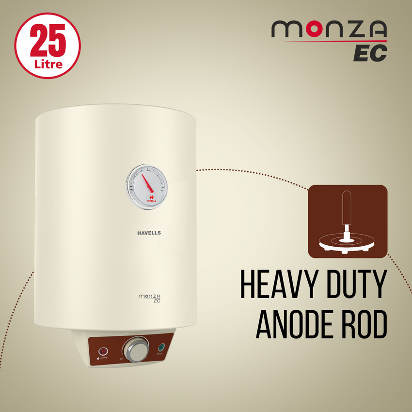 HAVELLS 25 L Storage Water Geyser (Monza EC, Ivory) Price in India - Buy HAVELLS  25 L Storage Water Geyser (Monza EC, Ivory) online at Flipkart.com