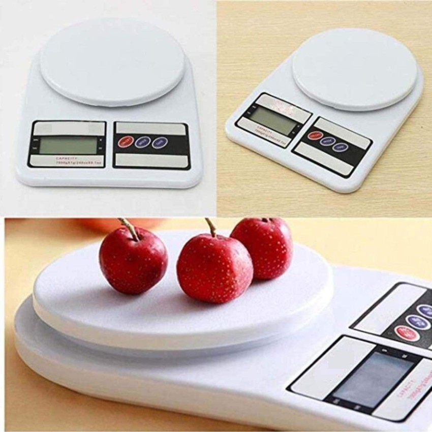 beatXP Kitchen Scale Multipurpose Portable Electronic Digital Weighing  Scale | Weight Machine With Back light LCD Display | White |10 kg | 2 Year