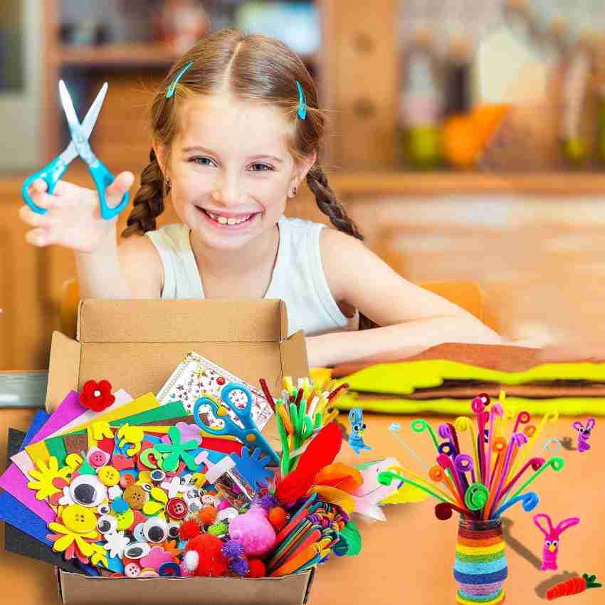 1000pcs DIY Kids Craft Supplies, Art Project, Colorful Felt, Feather  Popsicle Sticks, Pipe Cleaner, Pompom, Foam Letters, DIY Kit for Kid 