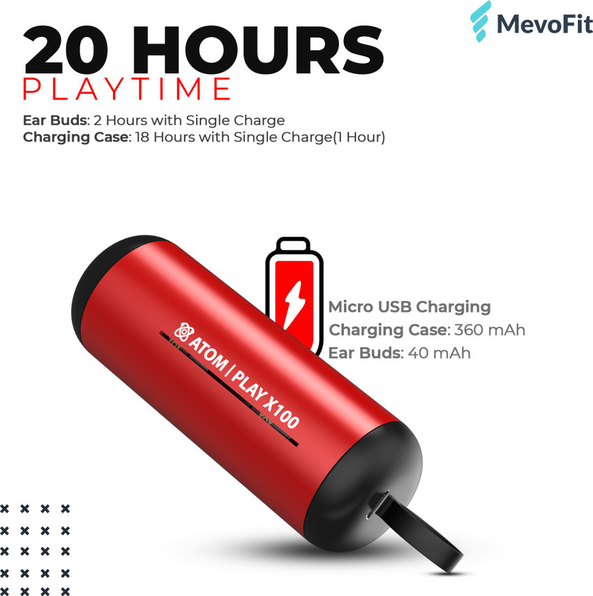 MEVOFIT Atom Play True Wireless Stereo Earbuds with Mic Red