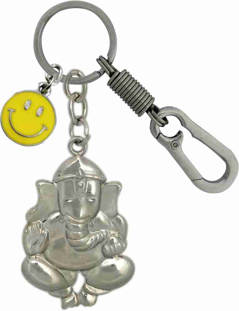 SHOKY LOOKS Bhagwan Shri Ganesha Style both Side same stylish Metal Chrome Keychain with Beautiful Locking Lock and Multi color Cute Smiley Smile Key Chain Price in India Buy SHOKY LOOKS