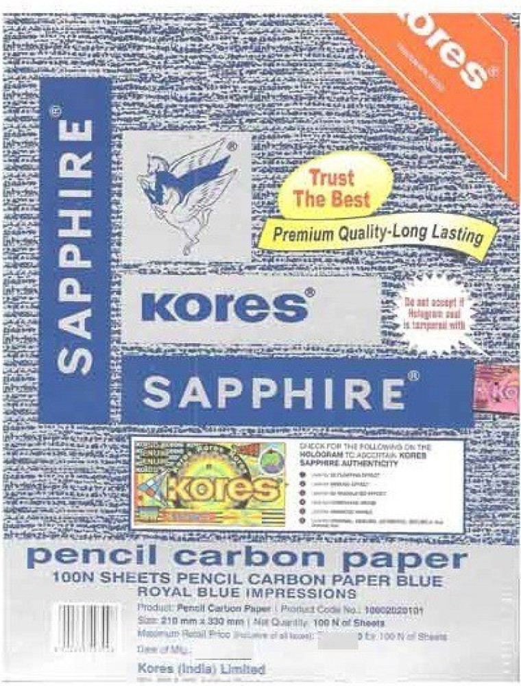 KORES Pencil Carbon Sapphire Unruled 210mm x 330mm 250 gsm  Carbon Paper - Carbon Paper