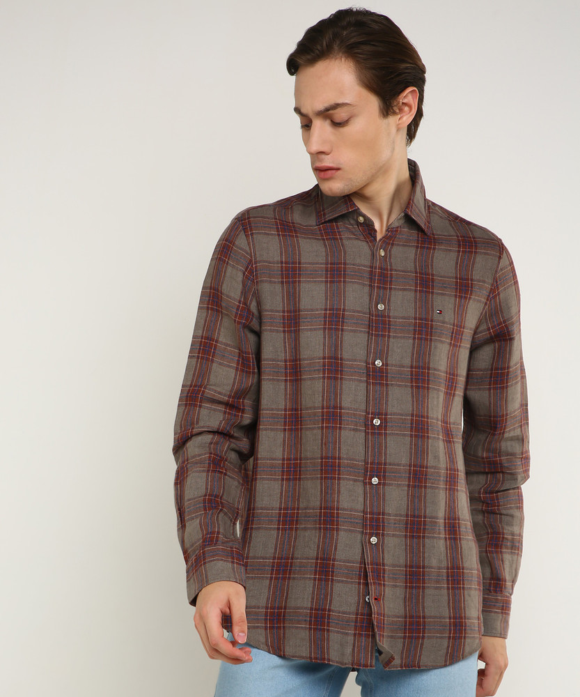 Tommy hilfiger green on sale check shirt