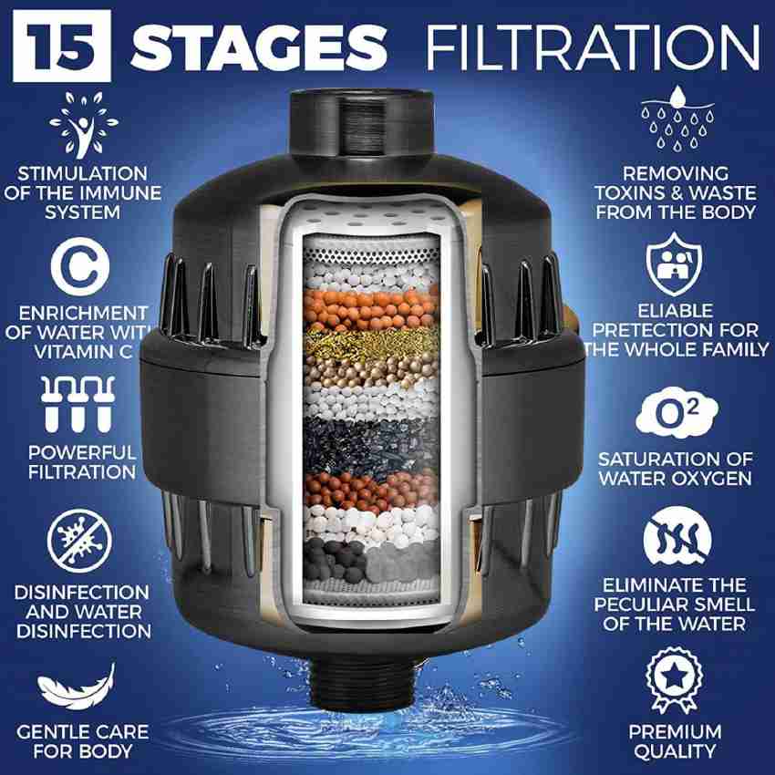 Oriley 15 Stage Shower Filter Tap Hard Water Softener with Replaceable  Multi-Stage Cartridge Activated Carbon for Chlorine Removal, Skin & Hair  Conditioning Tap Mount Water Filter Price in India - Buy Oriley