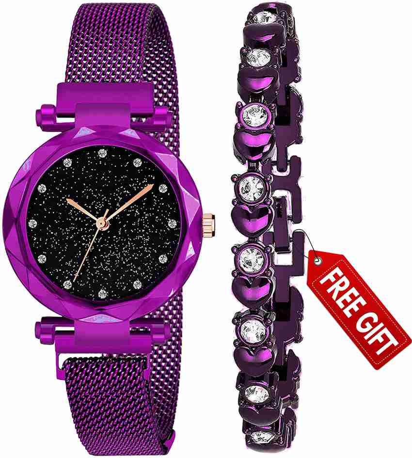 Acnos Analog Watch For Women Buy Acnos Analog Watch For Women 4 Colors Magnet Strap Analogue Women s and Girls Watch Sweet Heart 4 Colors Bracelet Combo for Girl s