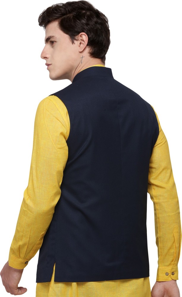 Maxence Nehru Jackets : Buy Maxence Navy Blue Woven Nehru Jacket Online |  Nykaa Fashion.
