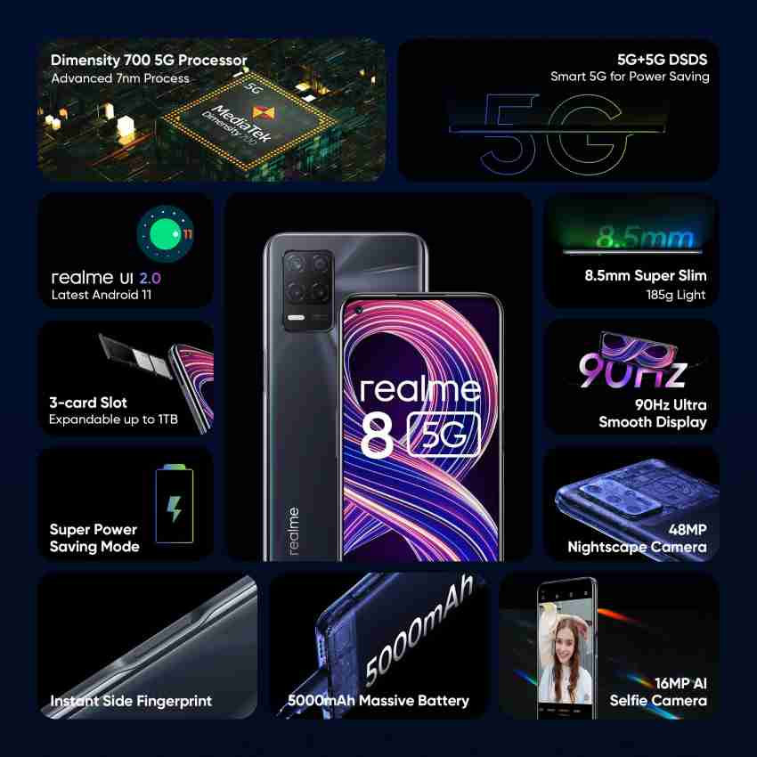 Realme 8 5G now comes with 64GB storage, priced at <span  class='webrupee'>₹</span>13,999