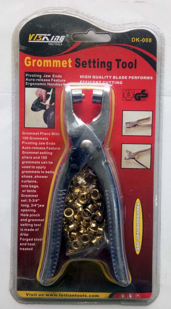 ProTool 1/4 Grommet Eyelet Setting Pliers with 100 Silver Grommets