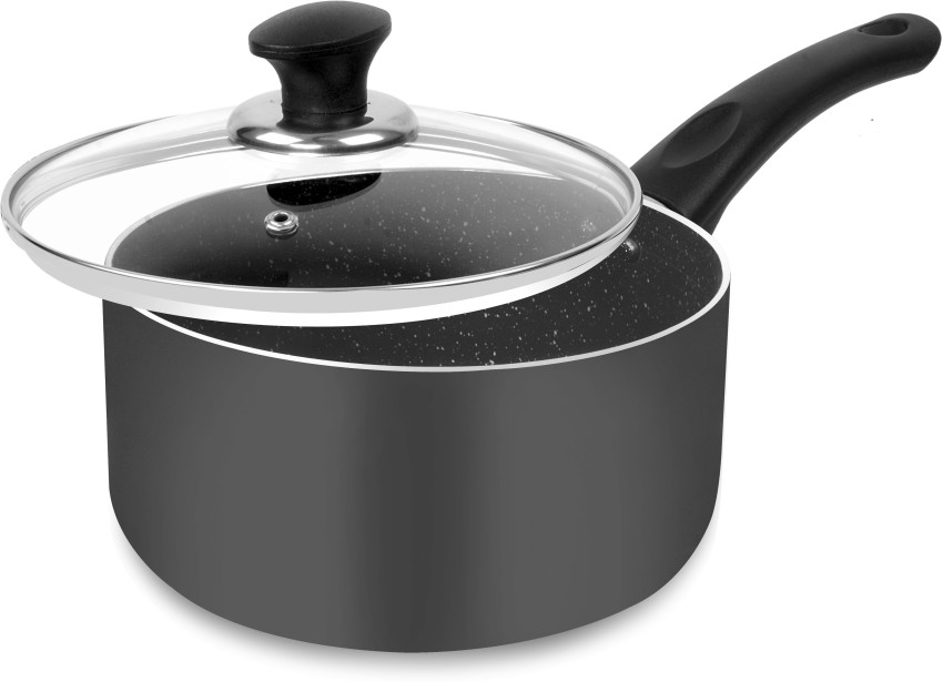 18cm Non-stick Milk Pan Induction Saucepan with Glass Lid Cookware Kitchen  2.4L