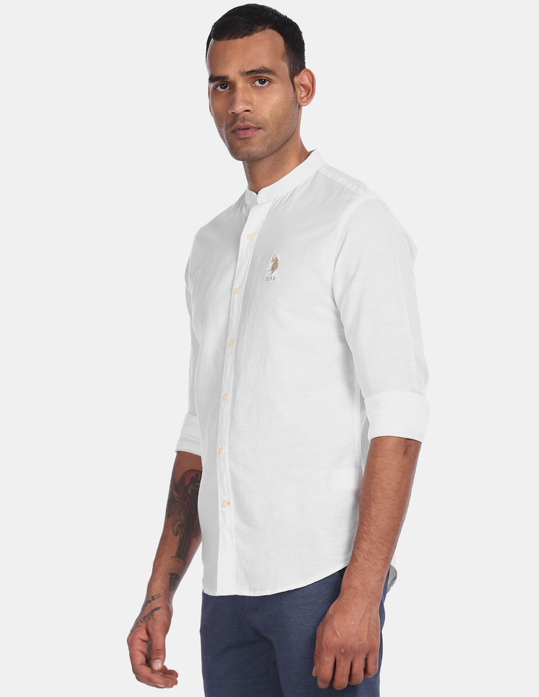 U.S. POLO ASSN. Men Solid Casual White Shirt Buy U.S. POLO ASSN