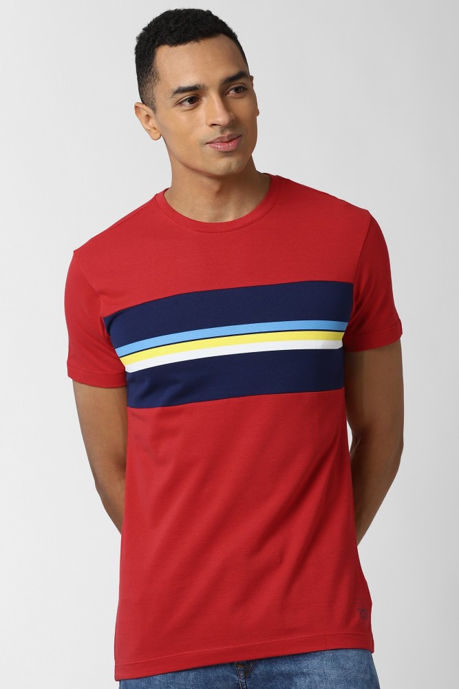 PETER ENGLAND Colorblock Men Round Neck Red T-Shirt - Buy PETER