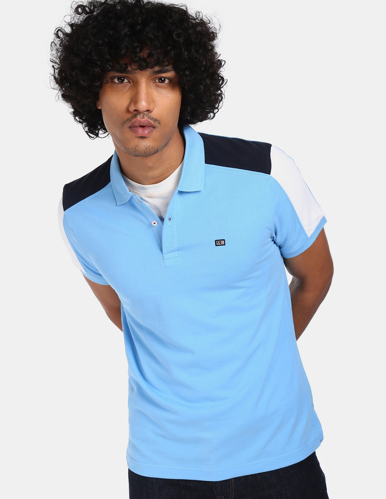 Arrow Sport Colorblock Men Polo Neck Blue T Shirt Buy Arrow