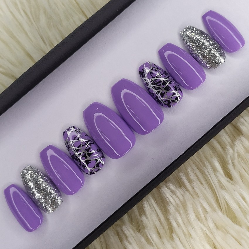 Purple Glitter Nail Art - Nail Knack, For Personal, Box at Rs 699/set in  Indore