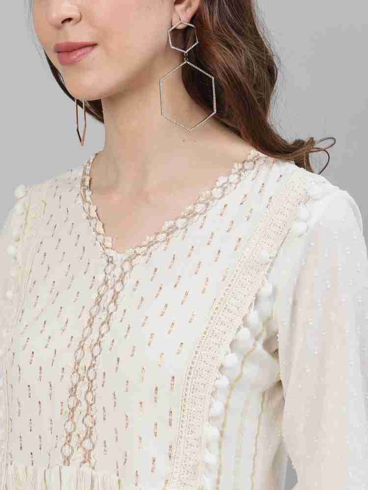Ishin Women A line White Dress Buy Ishin Women A line White