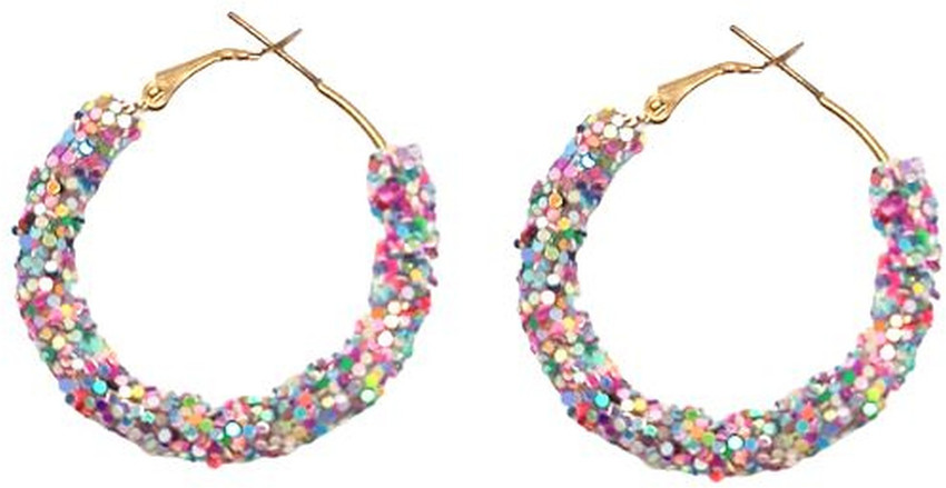 Multicolor hoop earrings sales