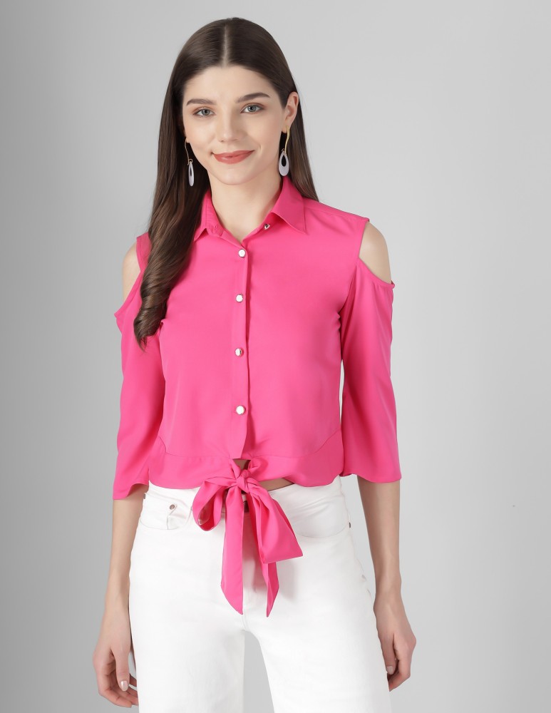 FAIRIANO Printed Women Round Neck Pink T-Shirt - Buy FAIRIANO