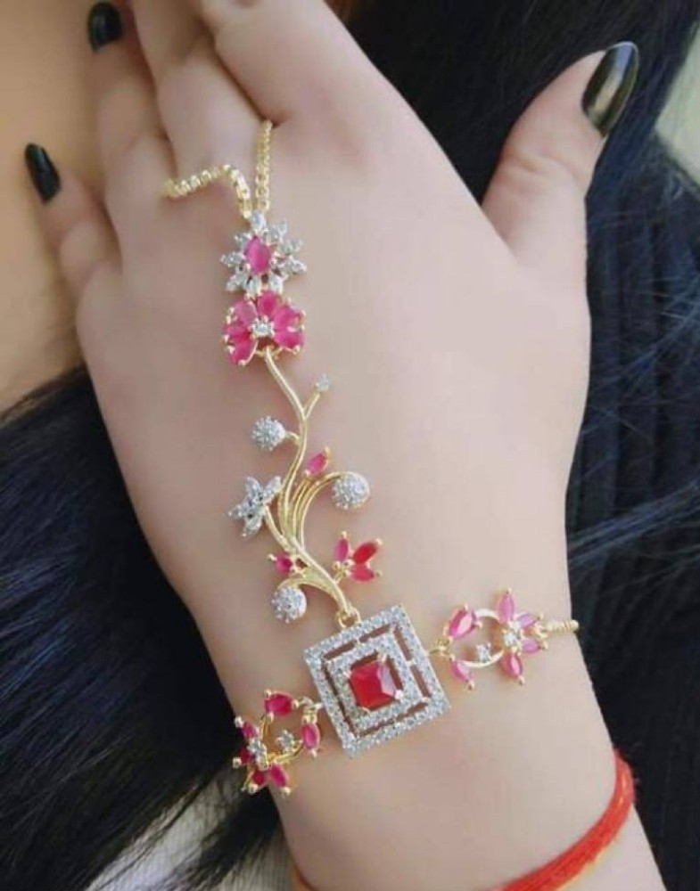 Buy Lucky Jewellery Elegant White Color Gold Plated Finger Ring Bracelet  Hand Harness Hathphool for Girls  Women 215L1HS16W Online at Best  Prices in India  JioMart