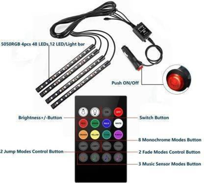 APICAL Car Atmosphere Lights Car LED Strip Light 4pcs For Xenon XT